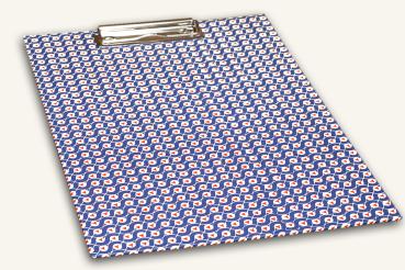 Blue and red clipboard "Gustl", handmade clipboard, retro graphics